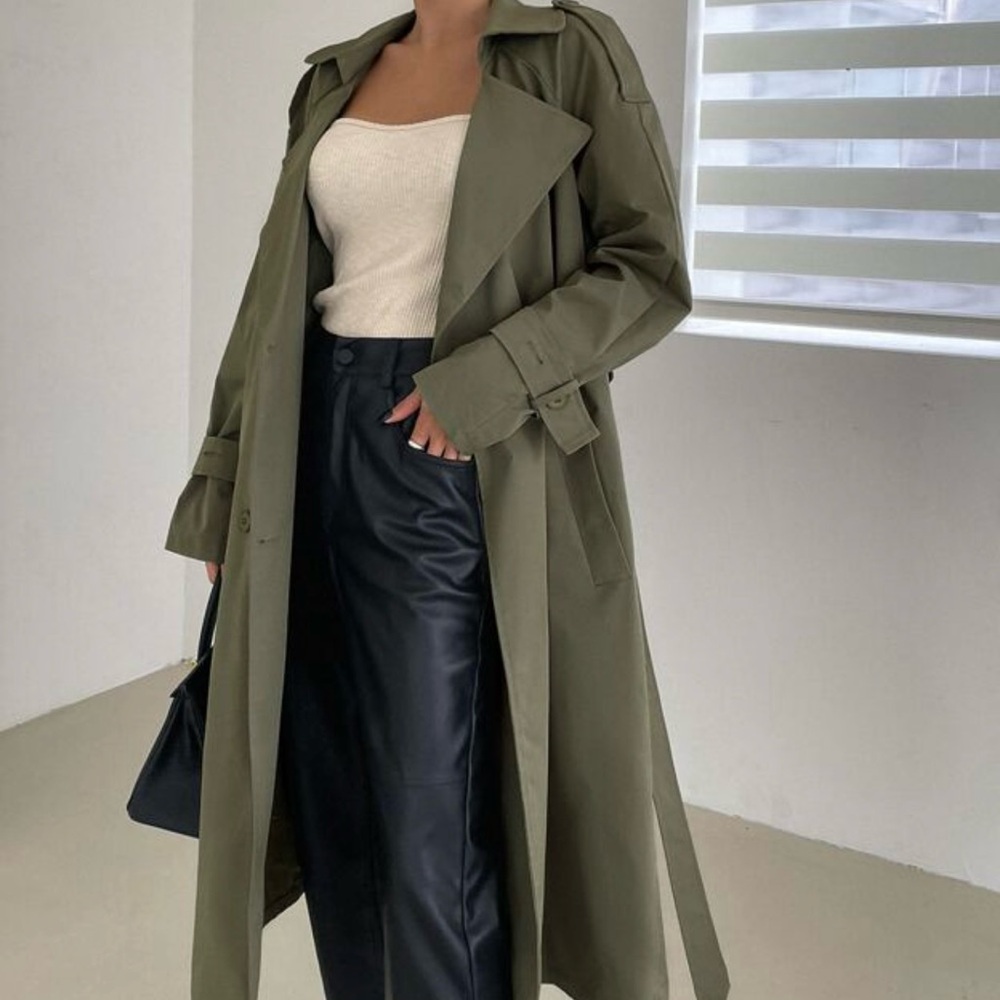 Green trench coat